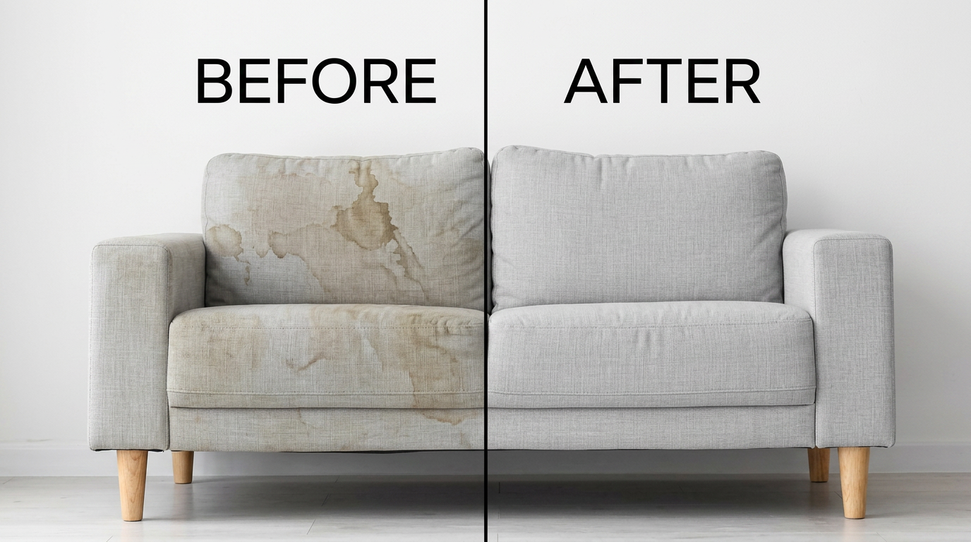 Sofa deep clean — before & after